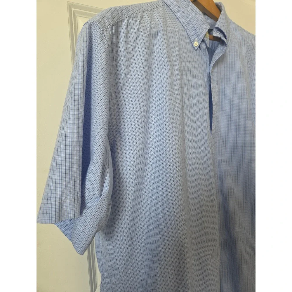 Ralph Lauren Mens XL Classic Fit Blue Plaid Short Sleeve Button Down 100% Cotton